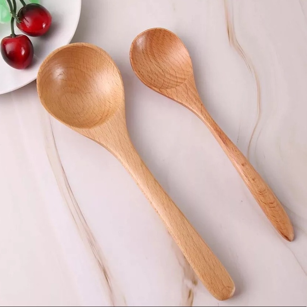 Wooden spoon large round soup salad rice Multi-use 1 PC